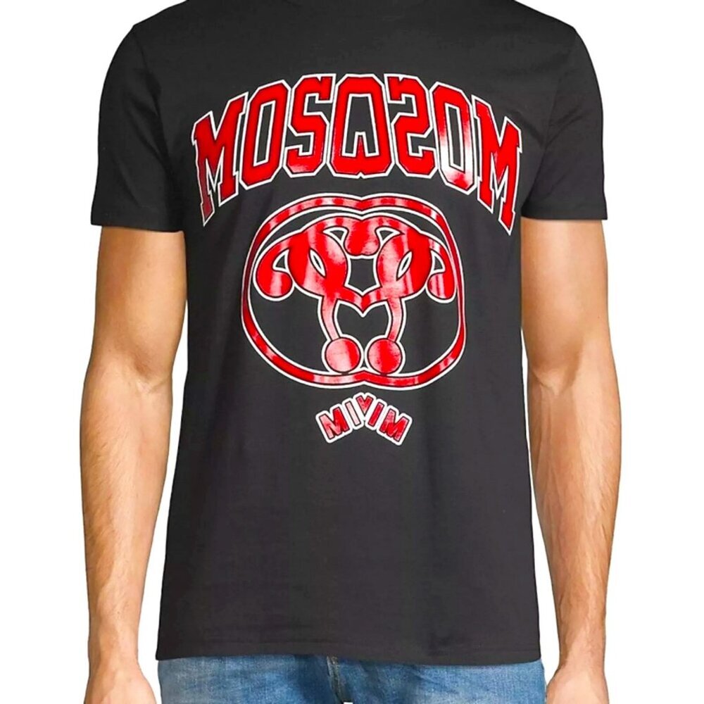 New MOSCHINO COUTURE Mirror Image Graphic SS T-Shirt Black\Red M MSRP $360